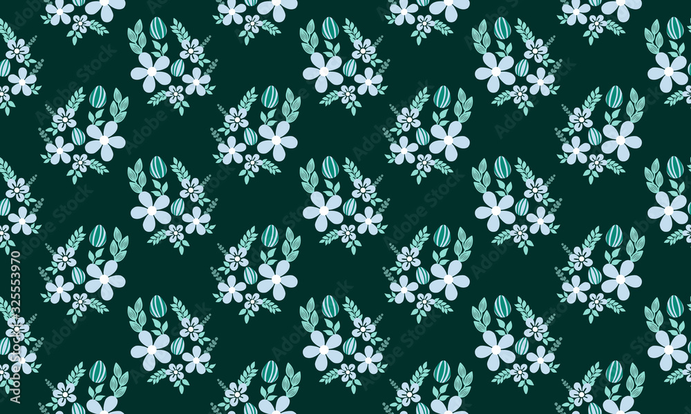 Leaf and floral pattern background for Easter, with unique drawing of floral and egg. Leaf and floral pattern background for Easter, with unique drawing of floral and egg.