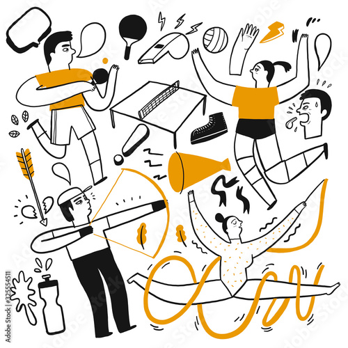 Activities of people who are playing various sports