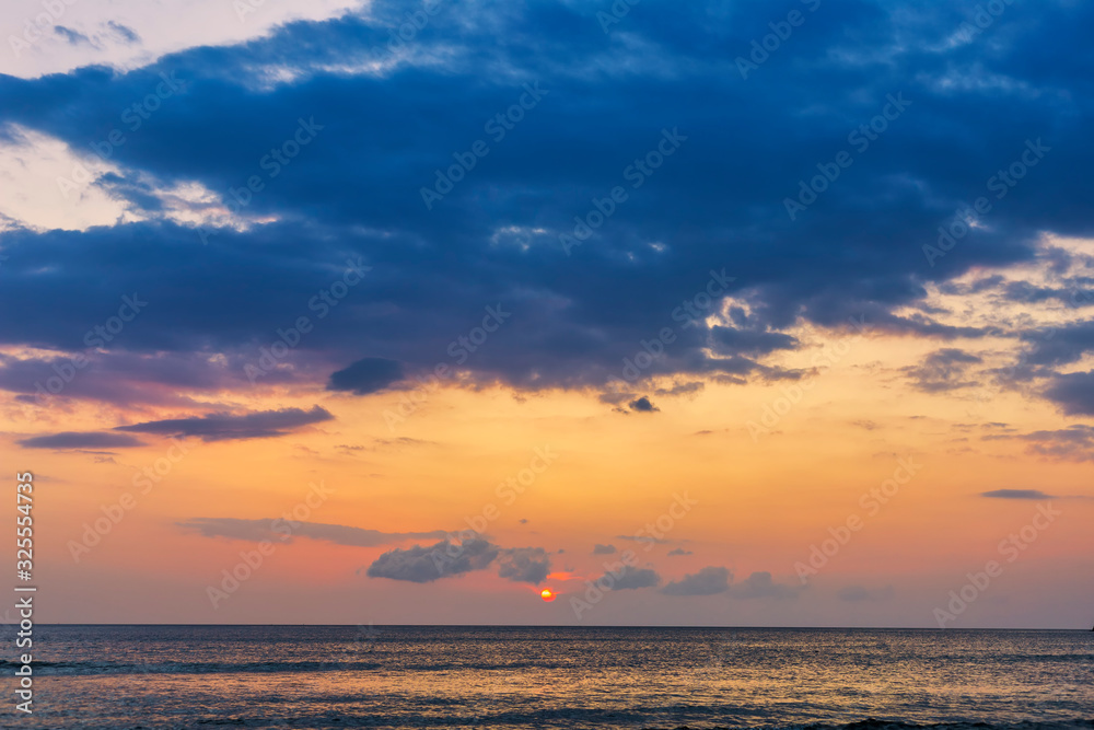 Tropical sunset over the sea. with copy space for text or design.