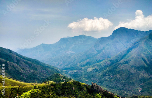 mountain, landscape, sky, nature, mountains, view, green, forest, blue, clouds, summer, panorama, valley, travel, rock, hill, trees, cloud, peak, beautiful, outdoor, tourism, park