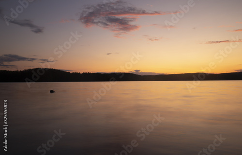 Nice sunset over a lake in dalarna  sweden