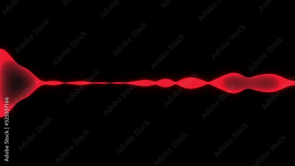 Abstract red neon vibrant audio music frequency wave form pulse line on a black background
