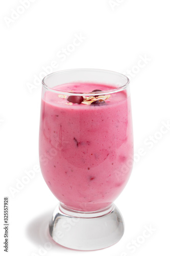 Wallpaper Mural Freshly homemade smoothie of yogurt, oatmeal and cranberries isolated on white background Torontodigital.ca