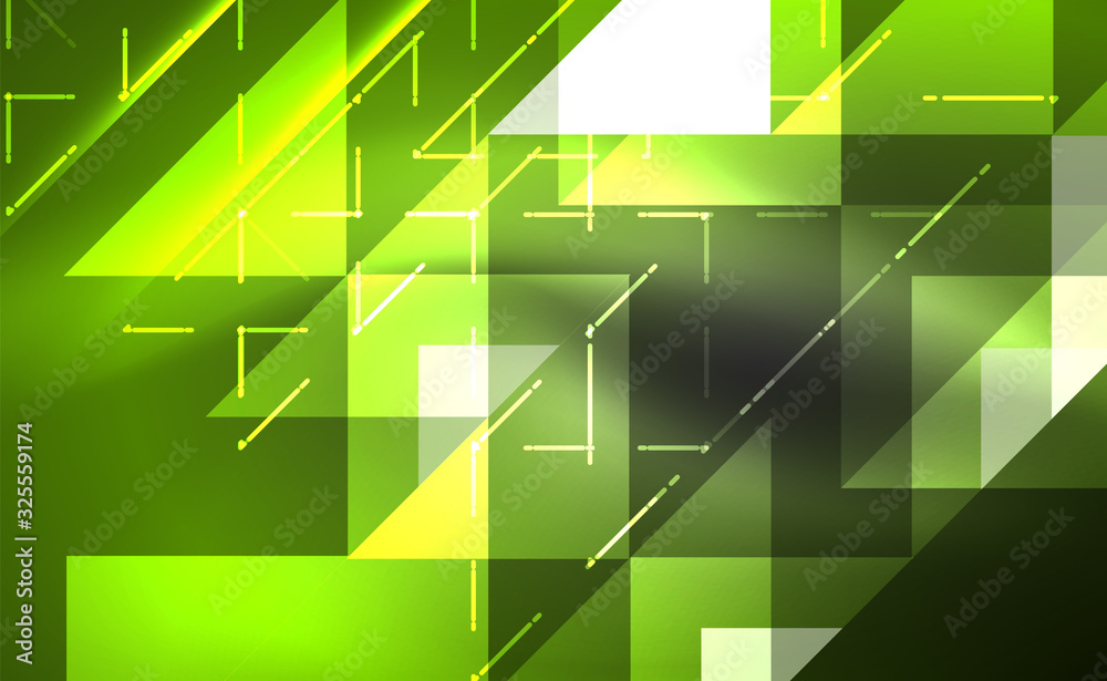 Fototapeta premium Abstract background, mosaic triangle pattern with transparent effects on glowing neon shiny backdrop. Vector Illustration For Wallpaper, Banner, Background, Card, Book Illustration, landing page