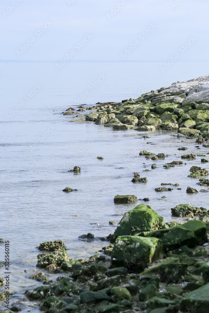 caorle, italy, 02/16/2020 , Coast in Caorle, a little touristic and hystorical town in the Italian coastline of Adriatic sea.