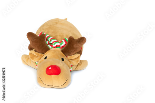 Canvas Print Image of brown deer doll isolated on white background