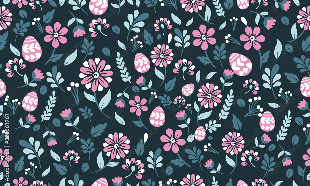 Elegant Easter egg pattern background, with leaf and flower drawing. Elegant Easter egg pattern background, with leaf and flower drawing.