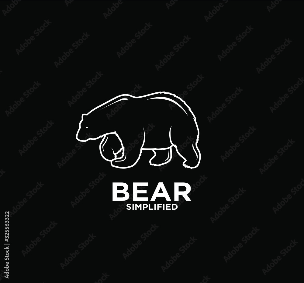 Black Bear outline line logo icon design vector illustration