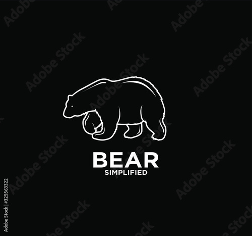 Black Bear outline line logo icon design vector illustration