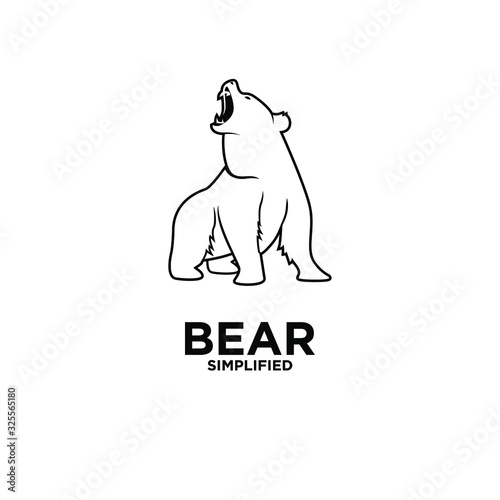 Bear outline line logo icon design vector illustration