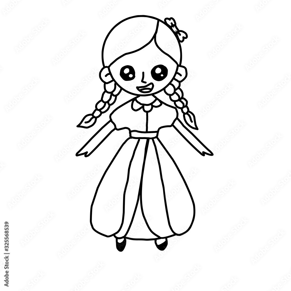 Sketch design of illustration Little girl character Sketch design of illustration Little girl character