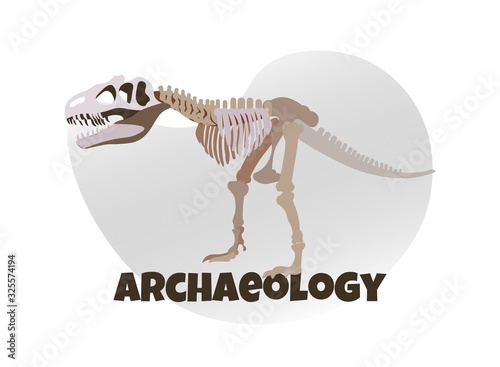 Dinosaur Mockup on White Background. Anthropology. Exhibition Center. Vector Illustration. White Background. Visit Exhibition. Art Gallery. Exclusive Exhibits. Dinosaur Skeleton. Study History.