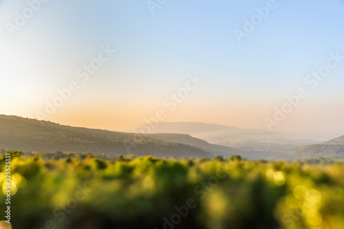 landscape of mountains valley during the sunset. Natural outdoor background concept