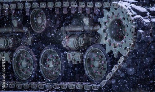 Close-up Winter Tank Tracks
