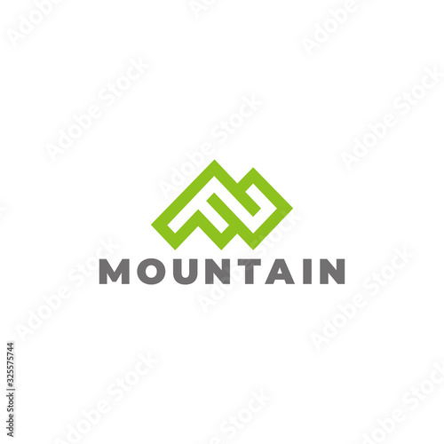 letter fm mountain outline geometric design symbol logo vector