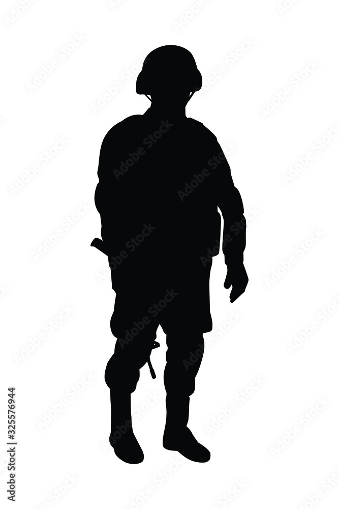 Standing soldier with weapon silhouette vector Stock Vector | Adobe Stock