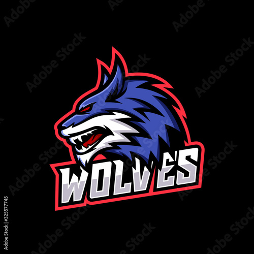 Wild wolf esport mascot logo design vector illustration