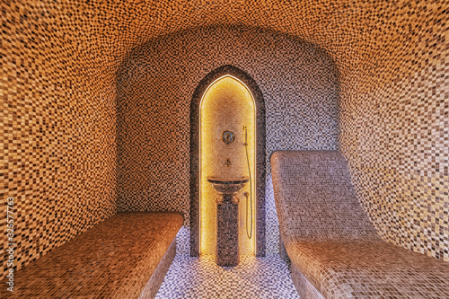 Turkish bath or Hamam at spa interior