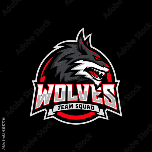 Wild wolf esport mascot logo design vector illustration