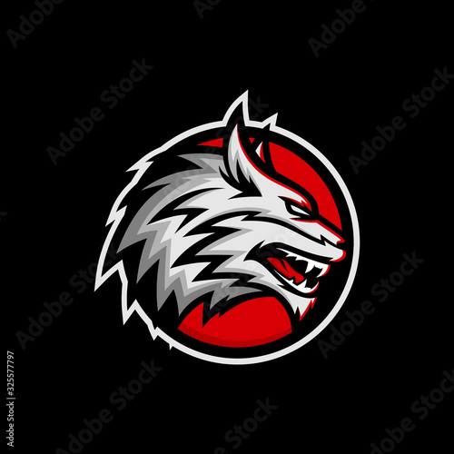 Wild wolf esport mascot logo design vector illustration