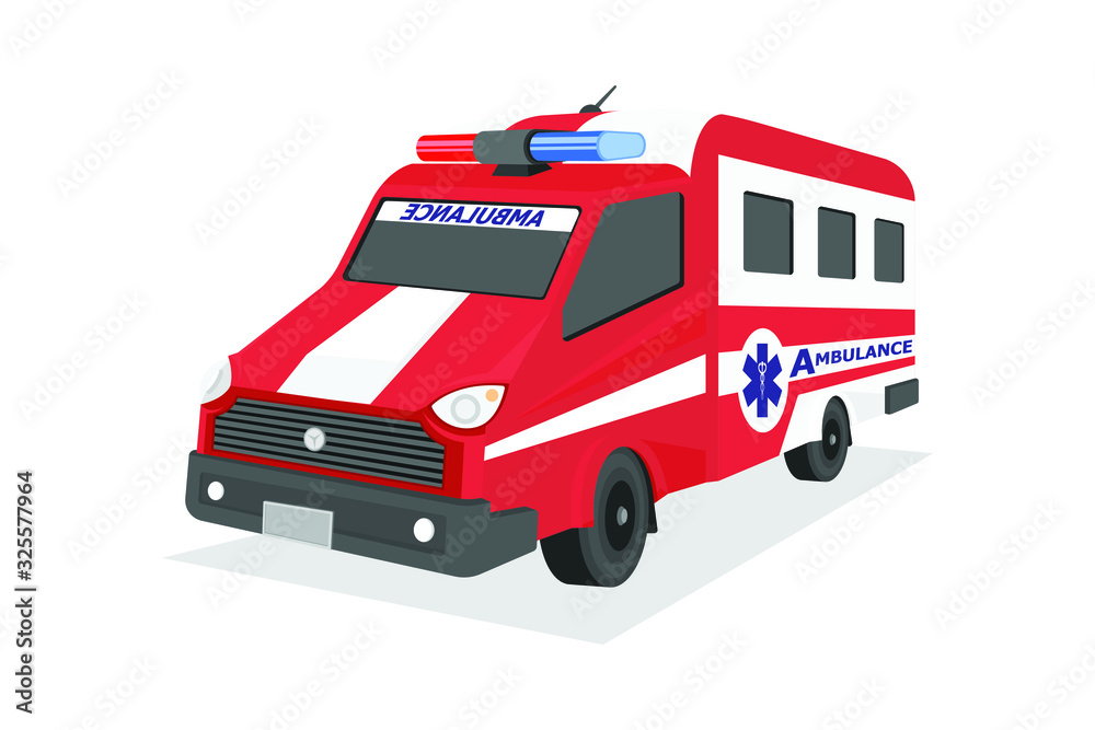 Emergency ambulance in flat style