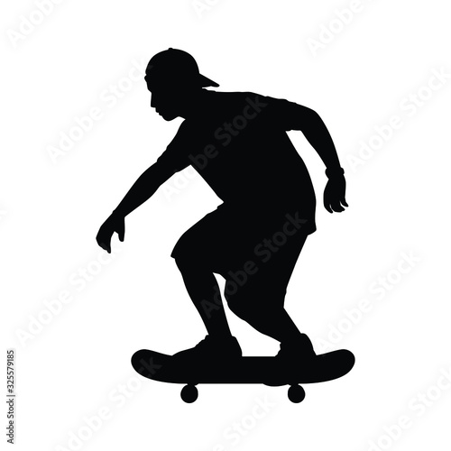 Skate boarding man silhouette vector