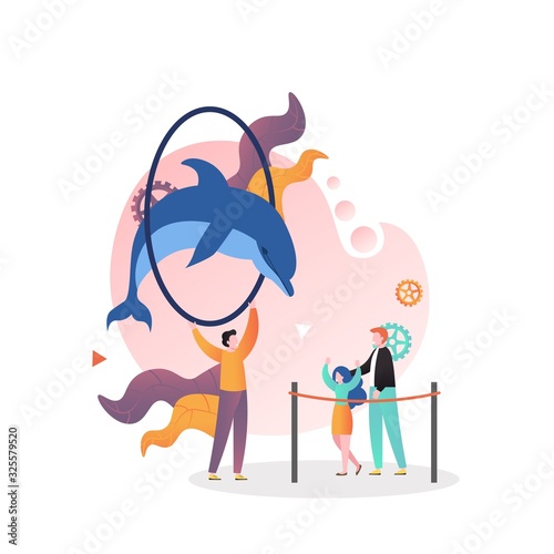 Dolphinarium vector concept for web banner, website page