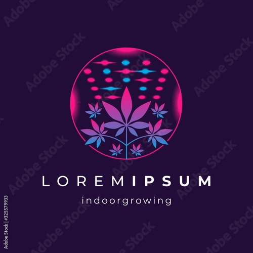 Cannabis Indoor Growing with Spectrum LED Light Logo Template