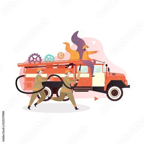 Fire protection services vector concept for web banner, website page