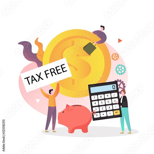 Tax free shopping vector concept for web banner, website page photo