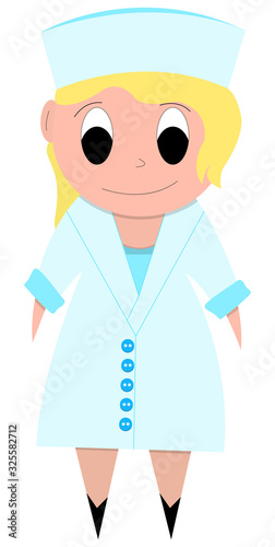 Sweet, pretty, sweet young girl, female doctor, nurse, surgeon, anesthetist, white coat