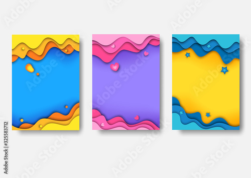 Colorful background 3d design with pink, blue, purple,yellow colors set