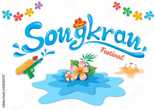 Songkran festival water lettering 