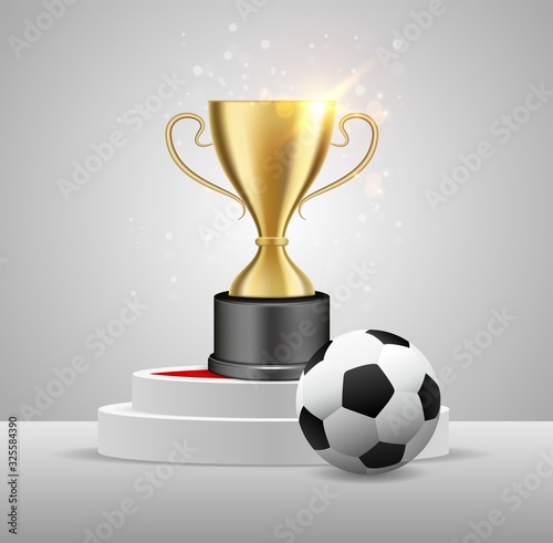 Soccer championship winner award, vector realistic illustration