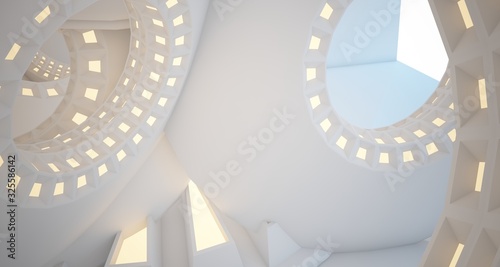Bild auf Leinwand Abstract architectural background, white interior with discs