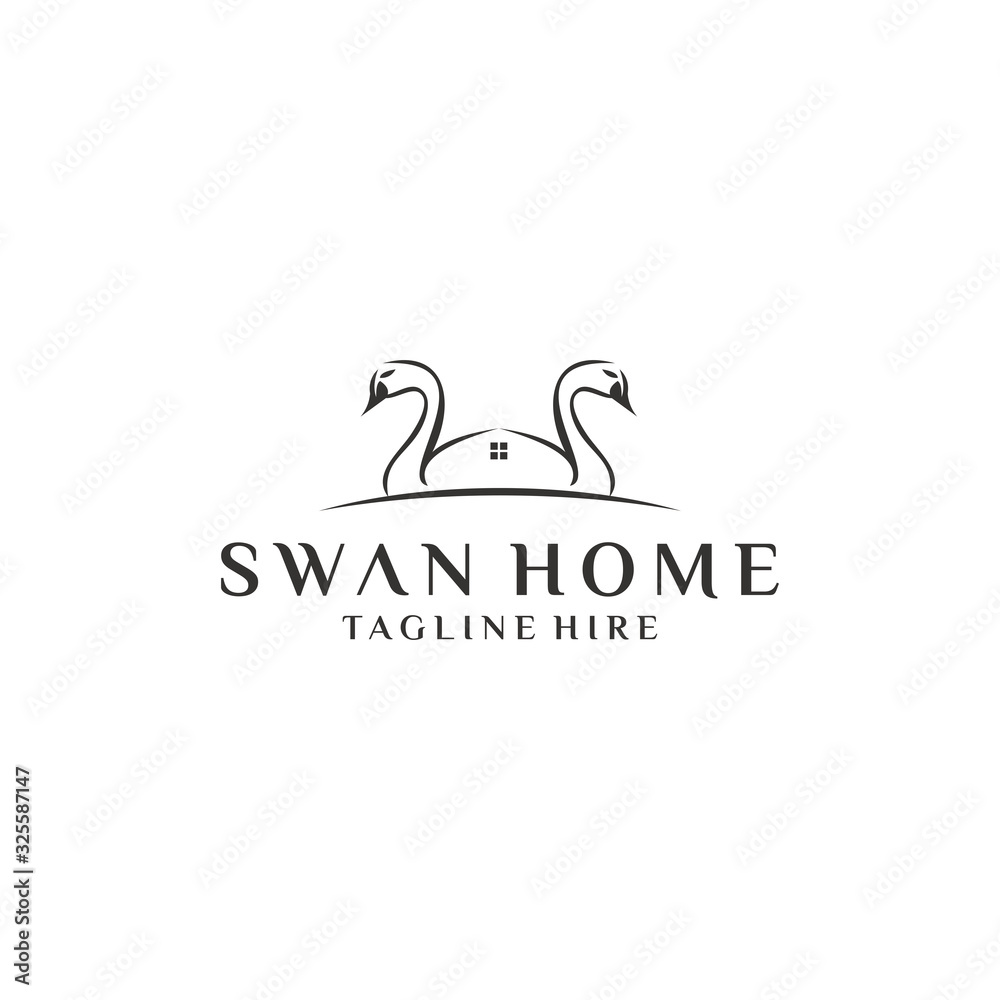 Swan home logo vector graphic download template Swan home logo vector graphic download template