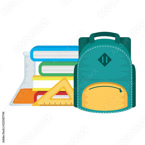 schoolbag with books and supplies