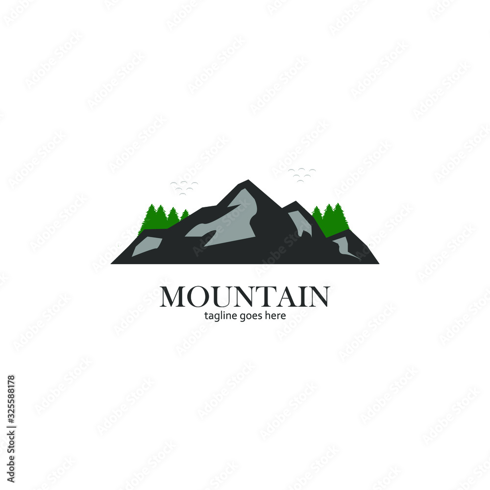 mountain logo. with a mountain and tree illustration design combined into a unique and elegant logo. modern template. for corporate brands and graphic design.