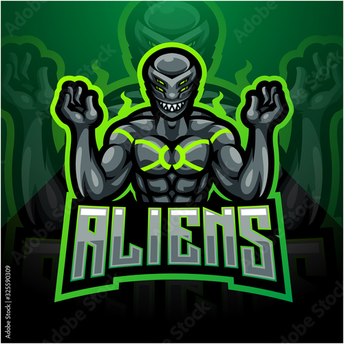 Alien esport mascot logo design