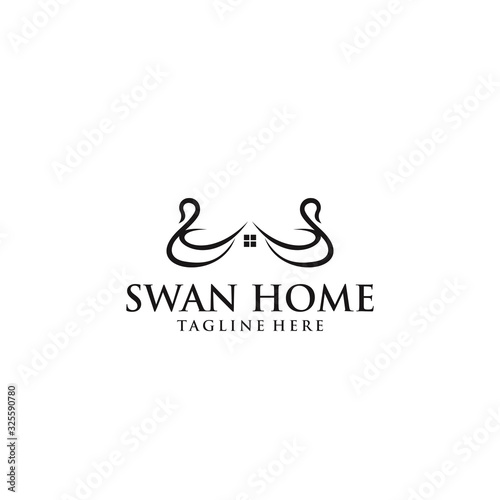 Illustration Vector Graphic swan home logo for inspiration