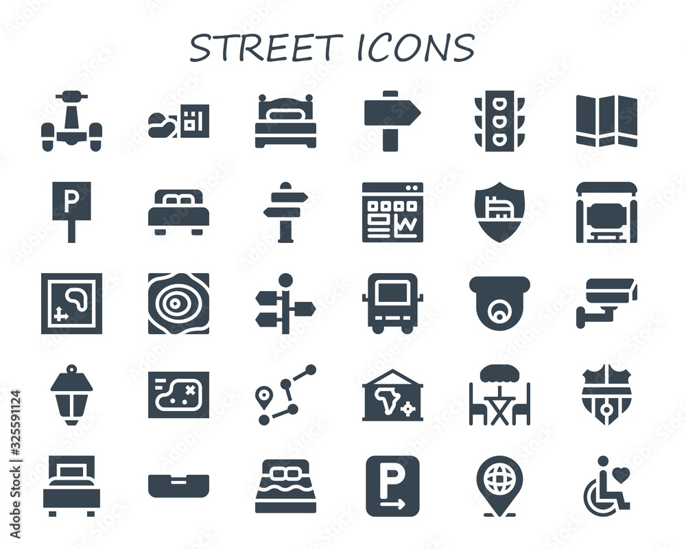 Modern Simple Set of street Vector filled Icons Modern Simple Set of street Vector filled Icons