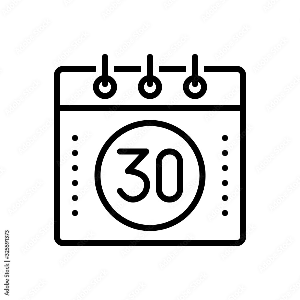 Black line icon for thirty Black line icon for thirty