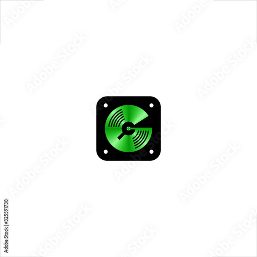 G letter logo DJ turntable vynil disk