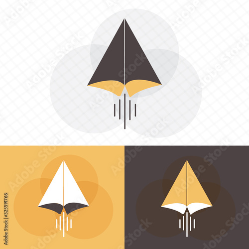 Paper plane vector icon. Origami paper airplane illustration 