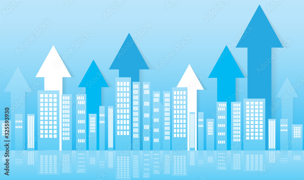 The Arrow pointing up  blue tone vector image for business content.