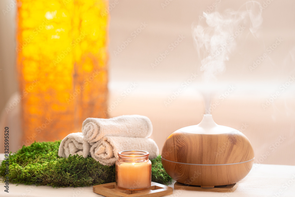 Spa composition with Aromatherapy and body care items.