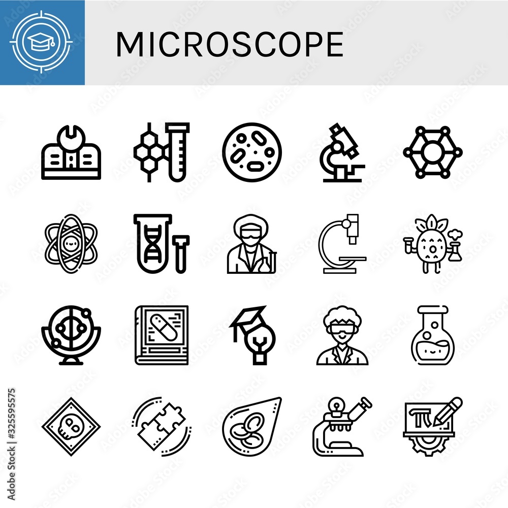 microscope simple icons set