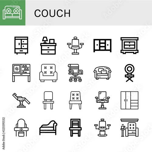 couch simple icons set