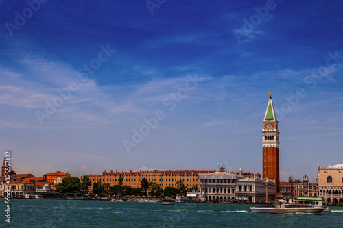 View of St. Mark's Square and bell tower in Venice, Italy