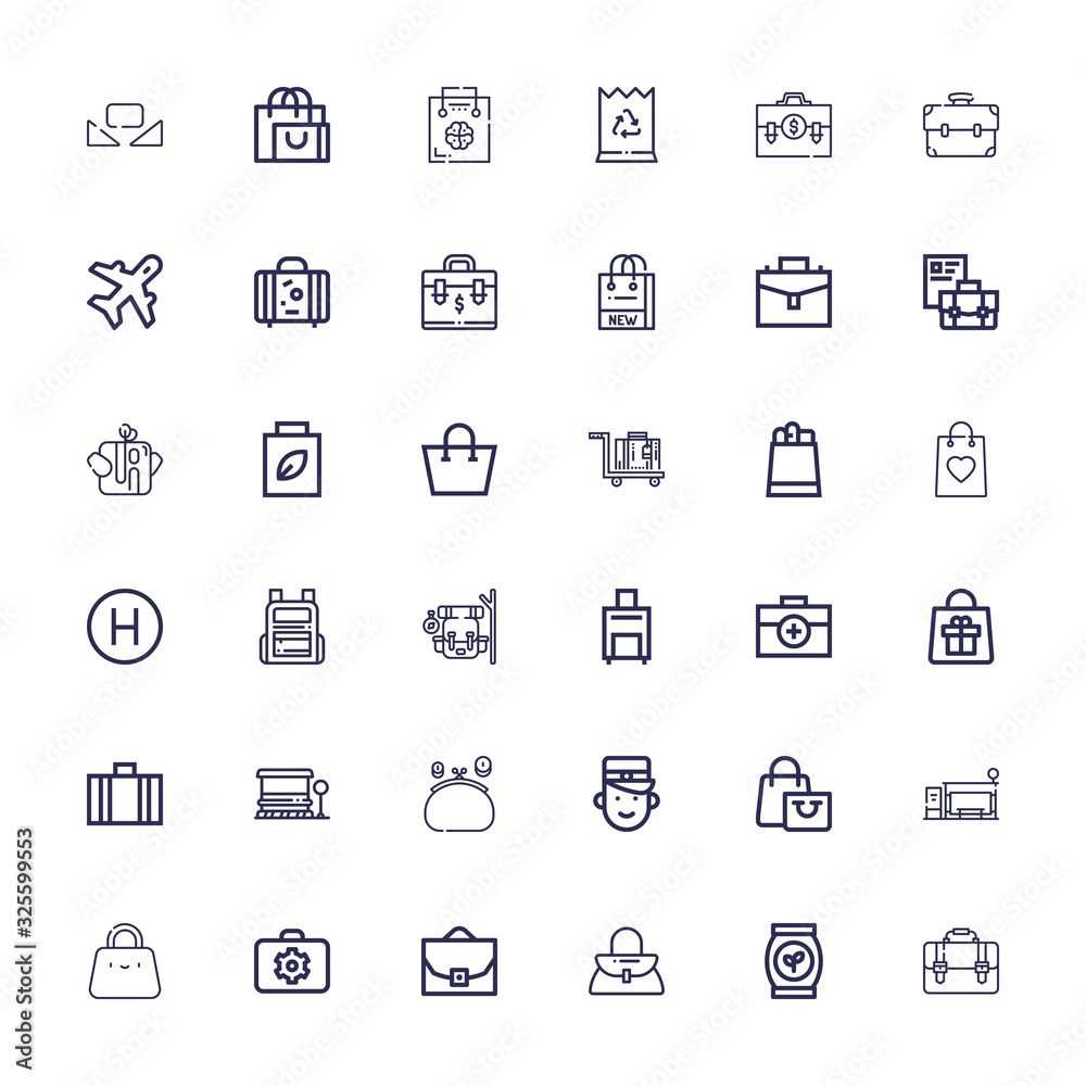 Editable 36 luggage icons for web and mobile